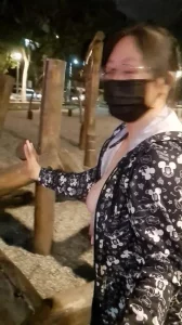 晚上公园露出大奶